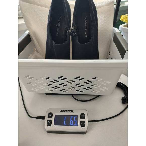 Donald J Pliner Black Stretch Fabric Square Toe Ankle Booties Silver Heel 8N - Picture 9 of 9